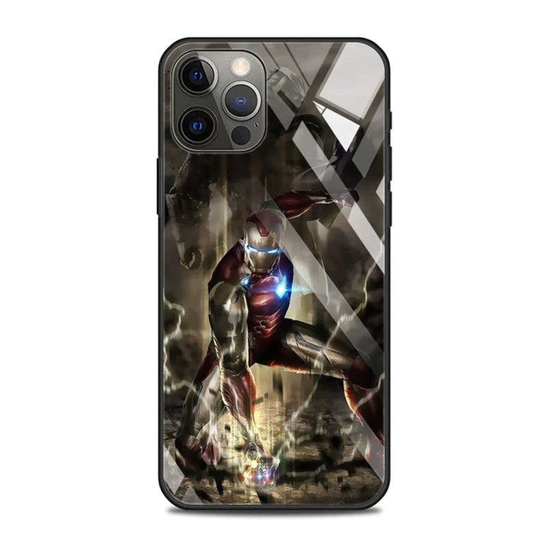 Tempered Glass Case for Iphone 14 13 12 11 Pro Max Mini X XR XS Max 8 7 6S plus Phone Shell Fundas Marvel Avengers Comics