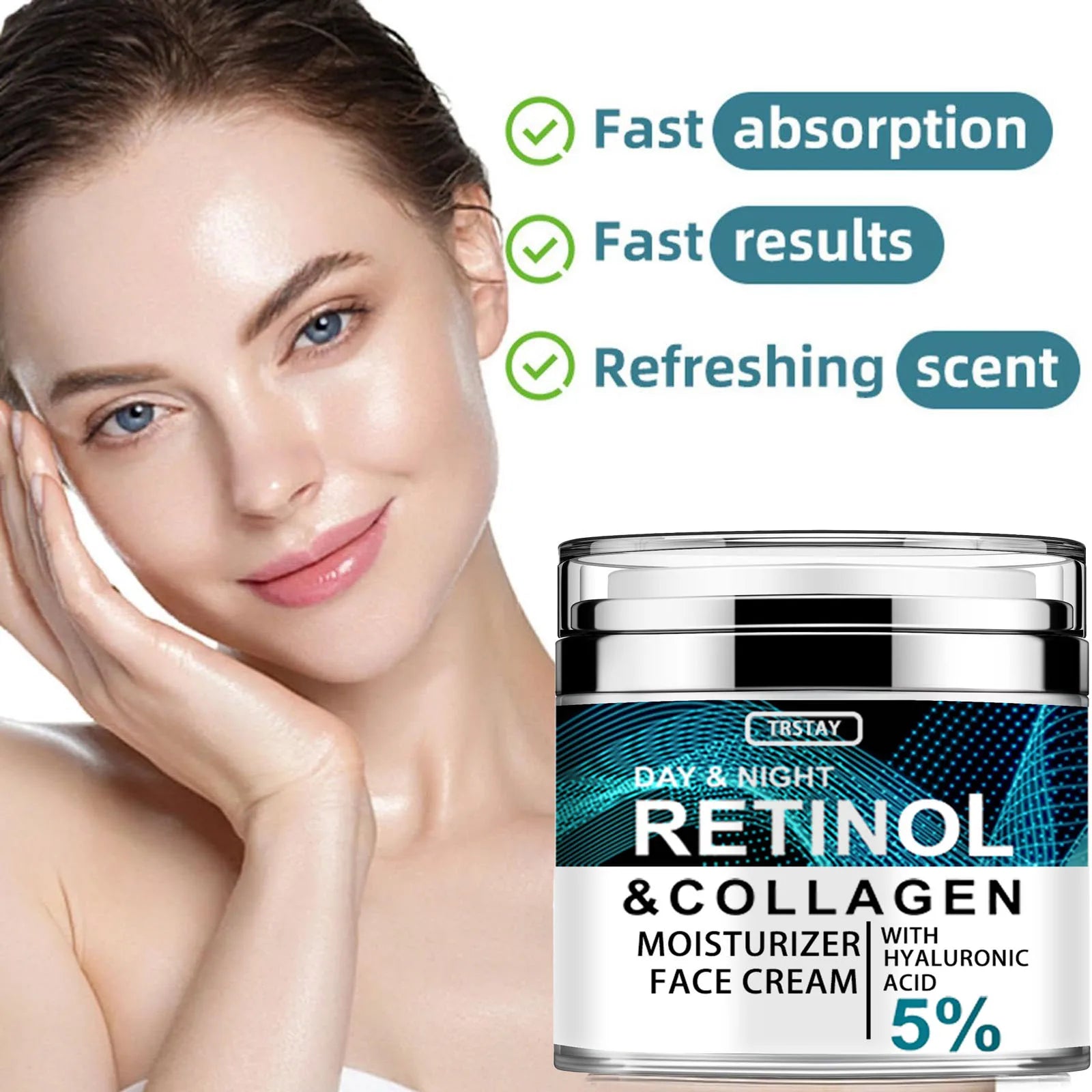 Crema de colágeno, retinol y ácido hialurónico, crema facial con retinol y colágeno