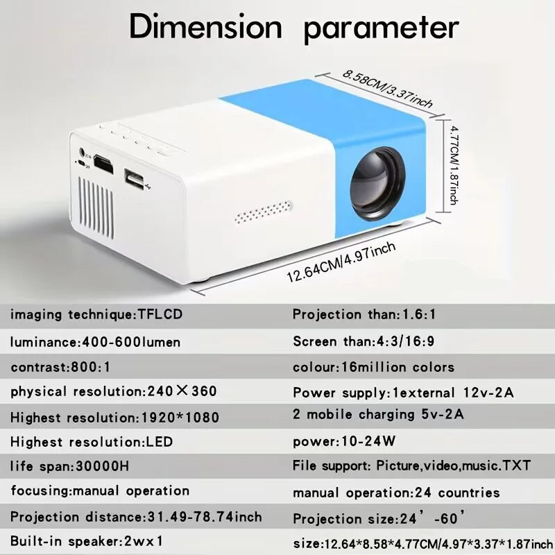 El proyector portátil de entretenimiento de alta definición YG300 es adecuado para el hogar